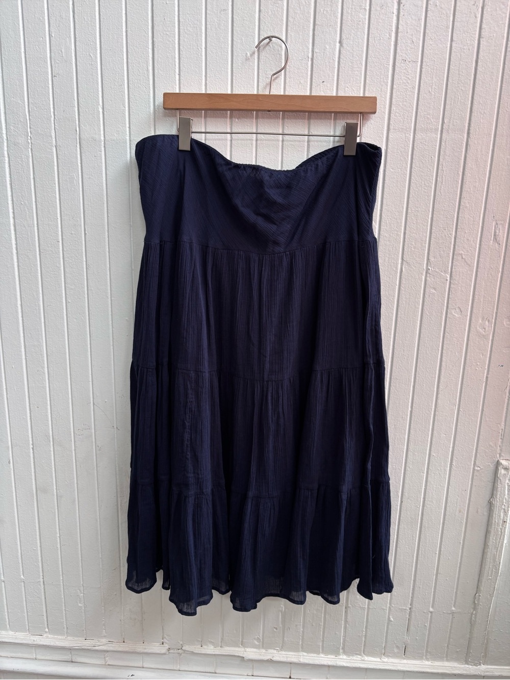 Chaps Women's Strapless Navy Tiered Skirt
